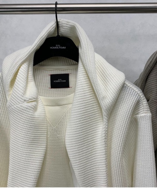 SYU.HOMME/FEMM（シュウ）の「SYU.HOMME/FEMM/シュウ/オム/フェム/Hoodie scarf long sleeve（Tシャツ/カットソー・メンズ・オフホワイト/ブラック/グレー・2/1）」の10枚目の写真