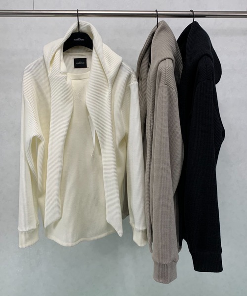 SYU.HOMME/FEMM（シュウ）の「SYU.HOMME/FEMM/シュウ/オム/フェム/Hoodie scarf long sleeve（Tシャツ/カットソー・メンズ・オフホワイト/ブラック/グレー・2/1）」の14枚目の写真