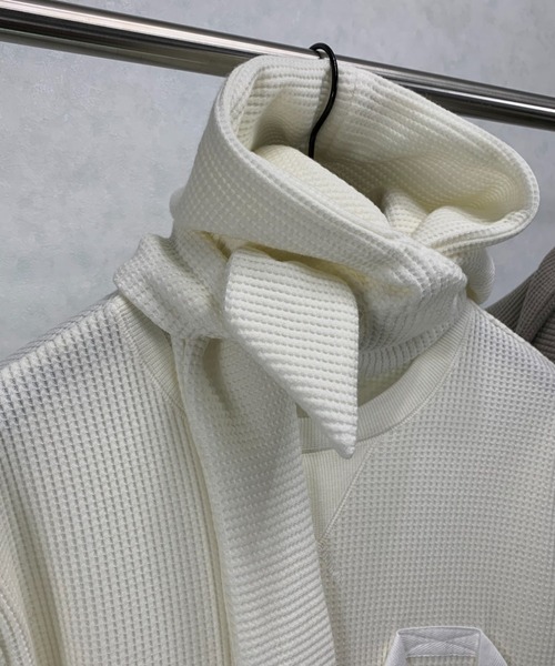 SYU.HOMME/FEMM（シュウ）の「SYU.HOMME/FEMM/シュウ/オム/フェム/Hoodie scarf long sleeve（Tシャツ/カットソー・メンズ・オフホワイト/ブラック/グレー・2/1）」の16枚目の写真