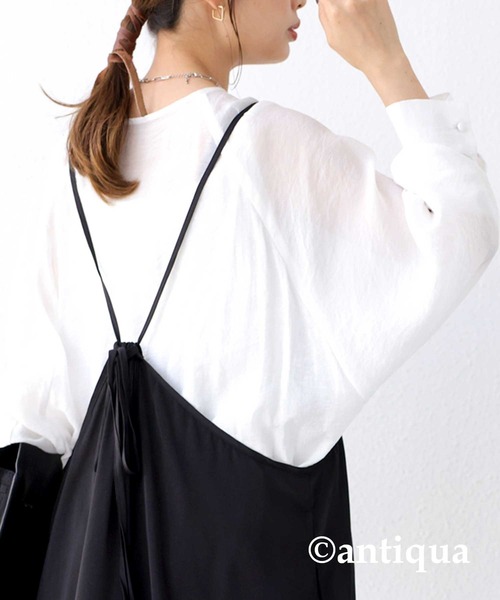 antiqua（アンティカ）の「女性らしさ高まる。キャミワンピース（ワンピース・レディース・ブルー/ブラック/グリーン・FREE）」の9枚目の写真