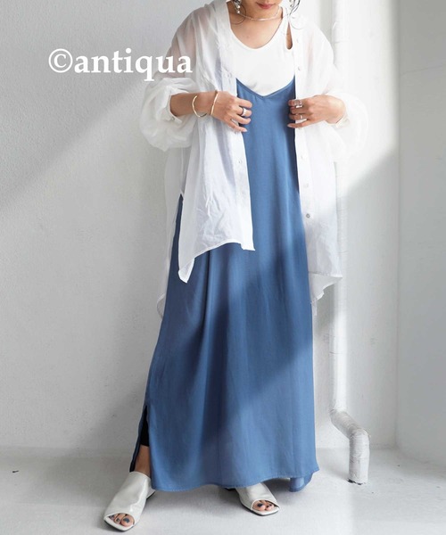 antiqua（アンティカ）の「女性らしさ高まる。キャミワンピース（ワンピース・レディース・ブルー/ブラック/グリーン・FREE）」の18枚目の写真