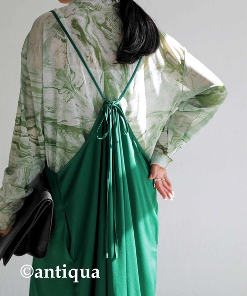 antiqua（アンティカ）の「女性らしさ高まる。キャミワンピース（ワンピース・レディース・ブルー/ブラック/グリーン・FREE）」の15枚目の写真