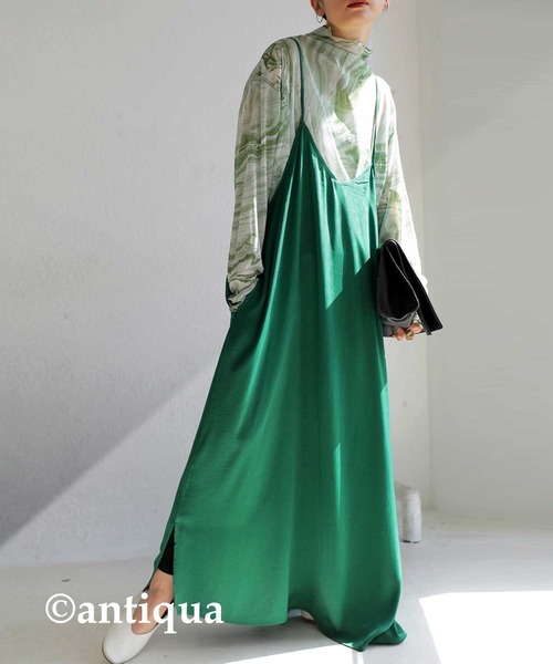 antiqua（アンティカ）の「女性らしさ高まる。キャミワンピース（ワンピース・レディース・ブルー/ブラック/グリーン・FREE）」の16枚目の写真