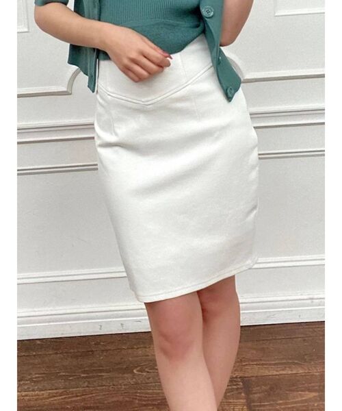 RESEXXY（リゼクシー）の「ハイウエストポンチスカート（スカート・レディース・ホワイト/ブラック/ブルー/ベージュ・SMALL/MEDIUM）」の2枚目の写真