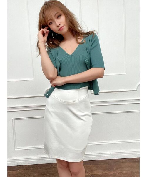 RESEXXY（リゼクシー）の「ハイウエストポンチスカート（スカート・レディース・ホワイト/ブラック/ブルー/ベージュ・SMALL/MEDIUM）」の7枚目の写真