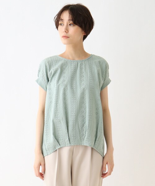 DRESKIP（ドレスキップ）の「◆オ－バ－レ－ス切り替えプルオーバー（Tシャツ/カットソー・レディース・ネイビー/オフホワイト/ダークオレンジ/グリーン系・02/03/04）」の5枚目の写真