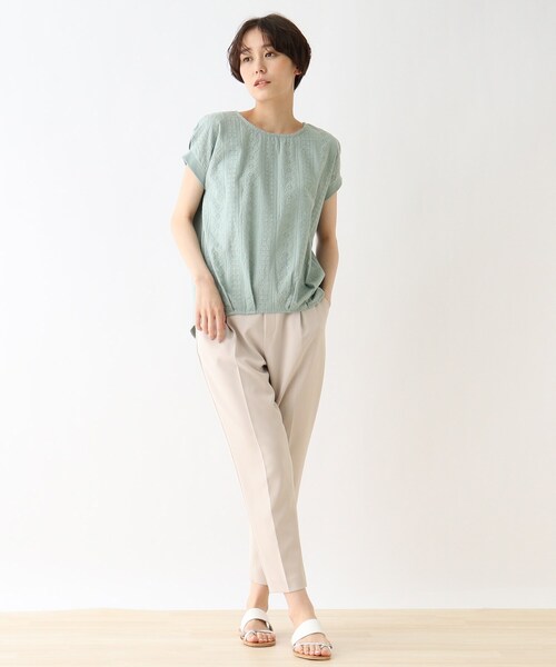 DRESKIP（ドレスキップ）の「◆オ－バ－レ－ス切り替えプルオーバー（Tシャツ/カットソー・レディース・ネイビー/オフホワイト/ダークオレンジ/グリーン系・02/03/04）」の12枚目の写真