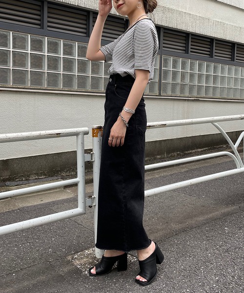 Chico（チコ）の「【新色追加】ボーダー配色チビT（Tシャツ/カットソー・レディース・ホワイト/グリーン/ピンク/ブラック/グリーン系その他/ブラウン/アイボリー/ブラック系その他・FREE）」の15枚目の写真