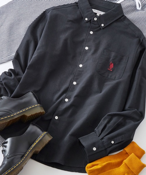 U.S. POLO ASSN.（ユーエスポロアッスン）の「U.S. POLO ASSN. / ユーエスポロアッスン 別注 ビッグシルエット ロゴ刺繍 L/S ボタンダウン オックスフォード / ブロード シャツ（シャツ/ブラウス・メンズ・ブルー/ネイビー/グレー/ブラック/ホワイト/ブルー系その他/ストライプ・M/L/XL）」の5枚目の写真