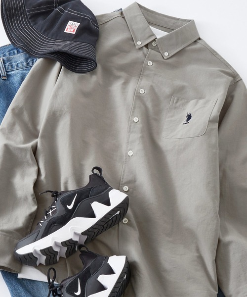 U.S. POLO ASSN.（ユーエスポロアッスン）の「U.S. POLO ASSN. / ユーエスポロアッスン 別注 ビッグシルエット ロゴ刺繍 L/S ボタンダウン オックスフォード / ブロード シャツ（シャツ/ブラウス・メンズ・ブルー/ネイビー/グレー/ブラック/ホワイト/ブルー系その他/ストライプ・M/L/XL）」の4枚目の写真