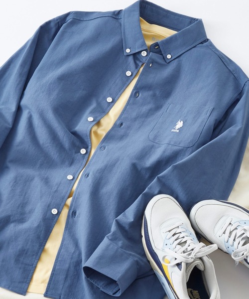 U.S. POLO ASSN.（ユーエスポロアッスン）の「U.S. POLO ASSN. / ユーエスポロアッスン 別注 ビッグシルエット ロゴ刺繍 L/S ボタンダウン オックスフォード / ブロード シャツ（シャツ/ブラウス・メンズ・ブルー/ネイビー/グレー/ブラック/ホワイト/ブルー系その他/ストライプ・M/L/XL）」の6枚目の写真