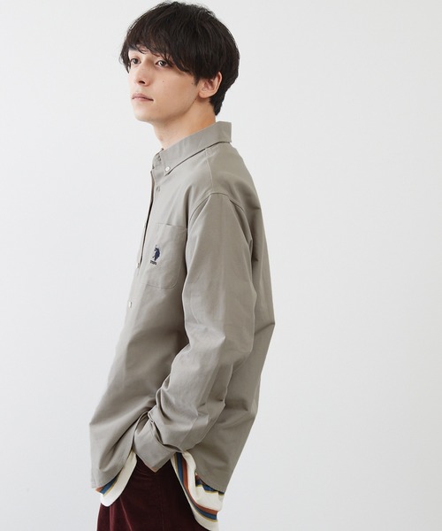 U.S. POLO ASSN.（ユーエスポロアッスン）の「U.S. POLO ASSN. / ユーエスポロアッスン 別注 ビッグシルエット ロゴ刺繍 L/S ボタンダウン オックスフォード / ブロード シャツ（シャツ/ブラウス・メンズ・ブルー/ネイビー/グレー/ブラック/ホワイト/ブルー系その他/ストライプ・M/L/XL）」の8枚目の写真