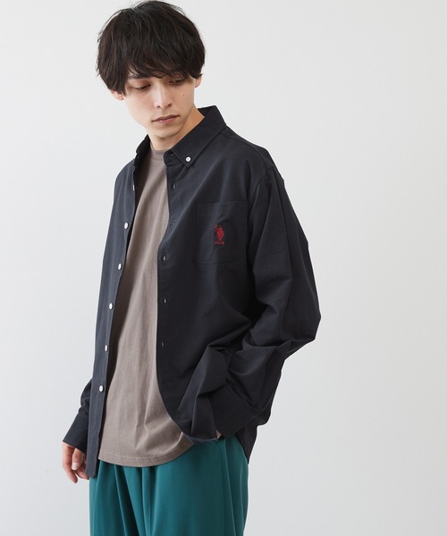 U.S. POLO ASSN.（ユーエスポロアッスン）の「U.S. POLO ASSN. / ユーエスポロアッスン 別注 ビッグシルエット ロゴ刺繍 L/S ボタンダウン オックスフォード / ブロード シャツ（シャツ/ブラウス・メンズ・ブルー/ネイビー/グレー/ブラック/ホワイト/ブルー系その他/ストライプ・M/L/XL）」の14枚目の写真