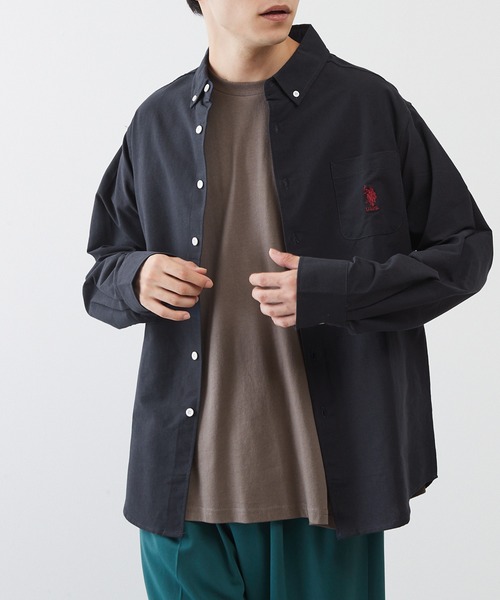 U.S. POLO ASSN.（ユーエスポロアッスン）の「U.S. POLO ASSN. / ユーエスポロアッスン 別注 ビッグシルエット ロゴ刺繍 L/S ボタンダウン オックスフォード / ブロード シャツ（シャツ/ブラウス・メンズ・ブルー/ネイビー/グレー/ブラック/ホワイト/ブルー系その他/ストライプ・M/L/XL）」の15枚目の写真