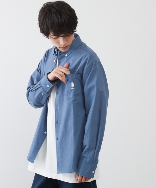 U.S. POLO ASSN.（ユーエスポロアッスン）の「U.S. POLO ASSN. / ユーエスポロアッスン 別注 ビッグシルエット ロゴ刺繍 L/S ボタンダウン オックスフォード / ブロード シャツ（シャツ/ブラウス・メンズ・ブルー/ネイビー/グレー/ブラック/ホワイト/ブルー系その他/ストライプ・M/L/XL）」の21枚目の写真