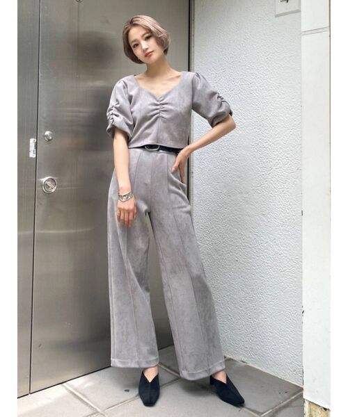 EMODA（エモダ）の「フロントギャザーショートトップ（Tシャツ/カットソー・レディース・カーキ/ブラック/ブラウン/グレー・FREE）」の9枚目の写真