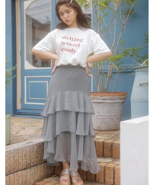 INGNI（イング）の「3段ロゴTシャツ（Tシャツ/カットソー・レディース・ライトピンク/サンドベージュ/ホワイト×レッド/モカ・M）」の14枚目の写真