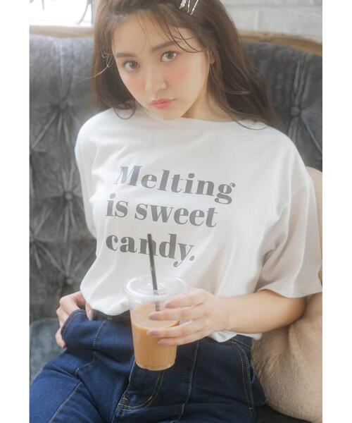 INGNI（イング）の「3段ロゴTシャツ（Tシャツ/カットソー・レディース・ライトピンク/サンドベージュ/ホワイト×レッド/モカ・M）」の17枚目の写真