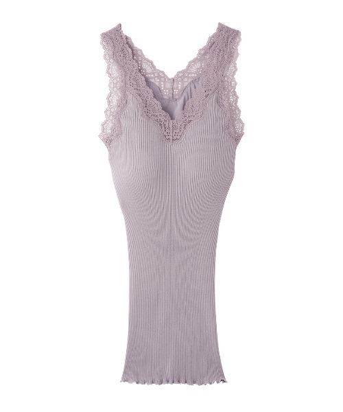 PEACH JOHN（ピーチジョン）の「【綿100％／肌に優しいオーガニックコットン。パッド付きできれいなバストライン】オーガニックコットンリブパデットタンク（タンクトップ・レディース・ブラック/アイボリー/ヘザーグレー/ミント/ピンクベージュ/ブルーグレー/ラベンダー/ダークラベンダー/ライトブルー/ブラウン/スモークピンク/グレー・S/M/M/L）」の10枚目の写真