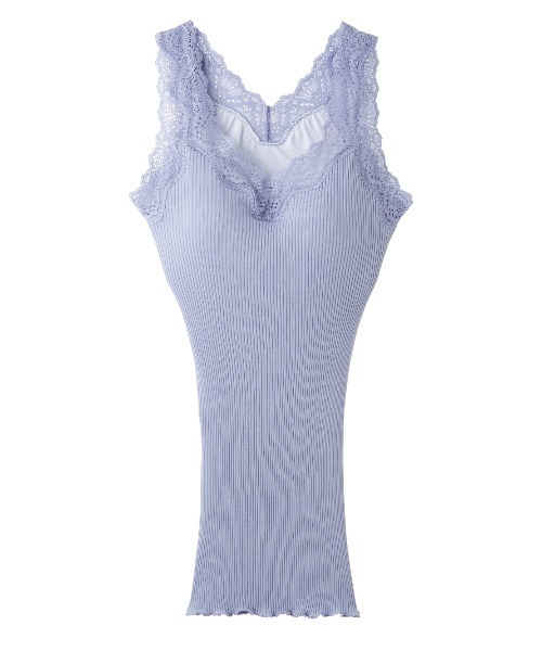 PEACH JOHN（ピーチジョン）の「【綿100％／肌に優しいオーガニックコットン。パッド付きできれいなバストライン】オーガニックコットンリブパデットタンク（タンクトップ・レディース・ブラック/アイボリー/ヘザーグレー/ミント/ピンクベージュ/ブルーグレー/ラベンダー/ダークラベンダー/ライトブルー/ブラウン/スモークピンク/グレー・S/M/M/L）」の5枚目の写真