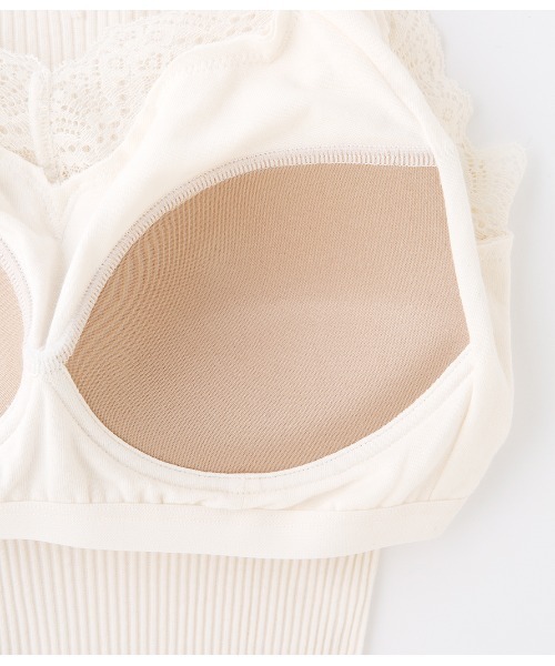 PEACH JOHN（ピーチジョン）の「【綿100％／肌に優しいオーガニックコットン。パッド付きできれいなバストライン】オーガニックコットンリブパデットタンク（タンクトップ・レディース・ブラック/アイボリー/ヘザーグレー/ミント/ピンクベージュ/ブルーグレー/ラベンダー/ダークラベンダー/ライトブルー/ブラウン/スモークピンク/グレー・S/M/M/L）」の13枚目の写真