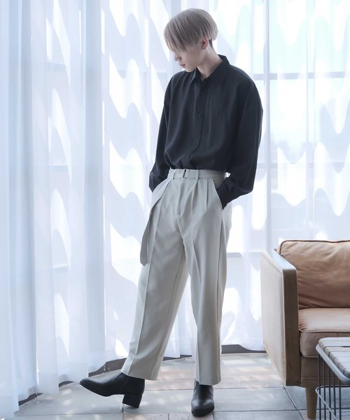 G.O.C(ジーオーシー)の「TRベルテッドワイドタックスラックス(スラックス・メンズ・ライトグレー/ブラック/ブルー・SMALL/MEDIUM/LARGE)」の13枚目の写真