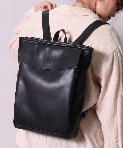 Legato Largo（レガートラルゴ）の「(LF)【Legato Largo】ジェンダーレス フェイクレザー リュック（バックパック/リュック・レディース・ブラック/ベージュ/ブラウン/アイボリー・ONE SIZE）」の3枚目の写真