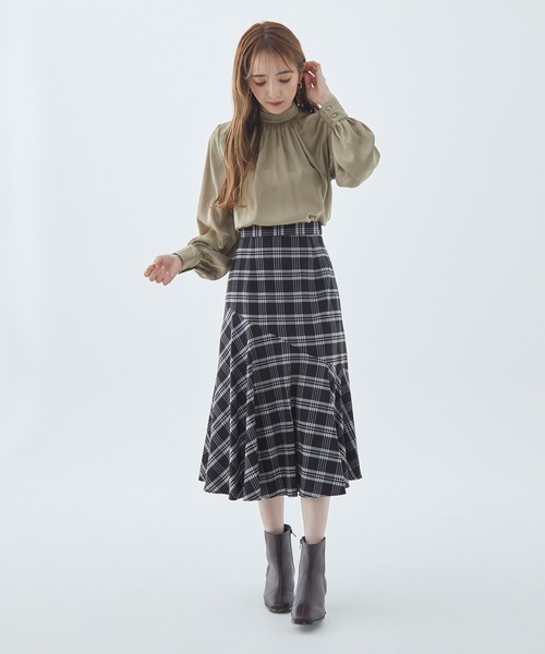 Fabulous Angela（ファビュラスアンジェラ）の「チェック切り替えフレアスカート（スカート・レディース・ネイビー/ブラック/グリーン・FREE）」の21枚目の写真