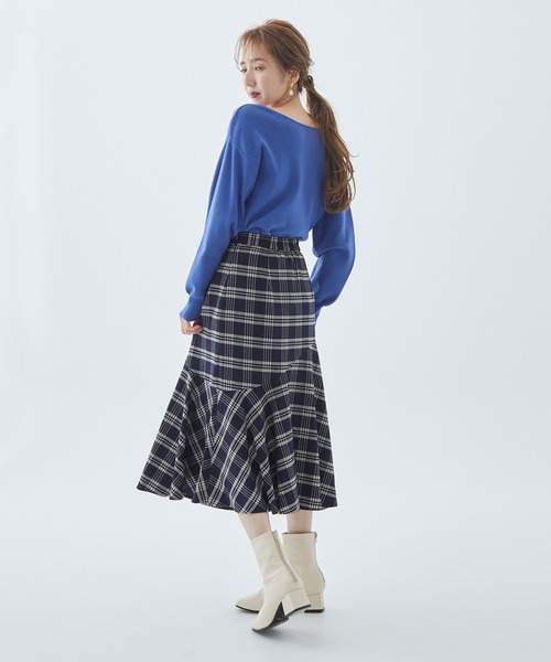 Fabulous Angela（ファビュラスアンジェラ）の「チェック切り替えフレアスカート（スカート・レディース・ネイビー/ブラック/グリーン・FREE）」の10枚目の写真