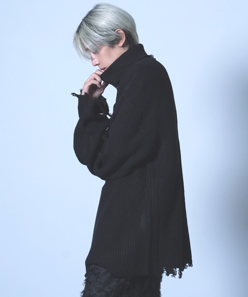 G.O.C（ジーオーシー）の「ダメージタートルネックニット（ニット/セーター・メンズ・ブラック/オフホワイト/グレイッシュベージュ/パープル・LARGE/MEDIUM）」の16枚目の写真