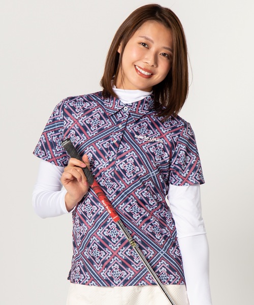 marie claire（マリ・クレール）の「【marie claire:マリ・クレール】レディース半袖シャツ インナーセット / ゴルフウェア（シャツ/ブラウス・レディース・ネイビー/ブラック・LARGE/X-LARGE/XX-LARGE/MEDIUM）」の10枚目の写真