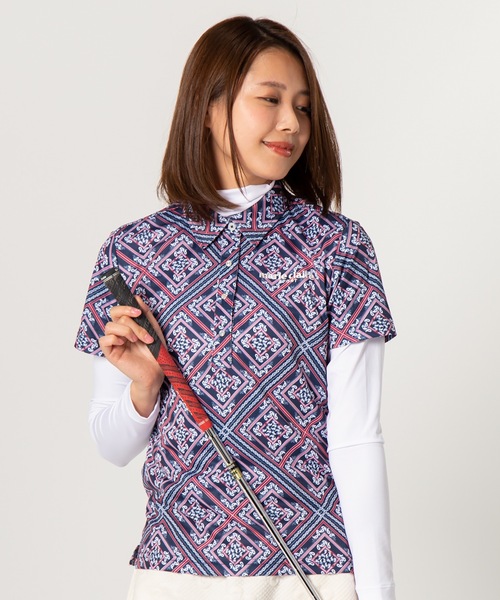 marie claire（マリ・クレール）の「【marie claire:マリ・クレール】レディース半袖シャツ インナーセット / ゴルフウェア（シャツ/ブラウス・レディース・ネイビー/ブラック・LARGE/X-LARGE/XX-LARGE/MEDIUM）」の5枚目の写真