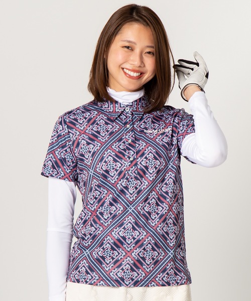 marie claire（マリ・クレール）の「【marie claire:マリ・クレール】レディース半袖シャツ インナーセット / ゴルフウェア（シャツ/ブラウス・レディース・ネイビー/ブラック・LARGE/X-LARGE/XX-LARGE/MEDIUM）」の6枚目の写真
