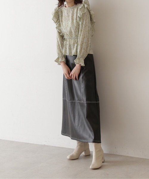 FREE'S MART（フリーズマート）の「◆肩フリル花柄ブラウス（シャツ/ブラウス・レディース・グリーン/ホワイト系その他/ブラック系その他・FREE）」の5枚目の写真