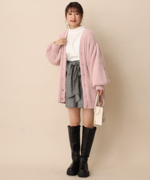 one after another NICE CLAUP(ワンアフターアナザーナイスクラップ)の「フェザービッグシルエットカーディガン(カーディガン/ボレロ・レディース・ベージュ/ピンク/イエロー/アイボリー/ブラウン・FREE)」の11枚目の写真