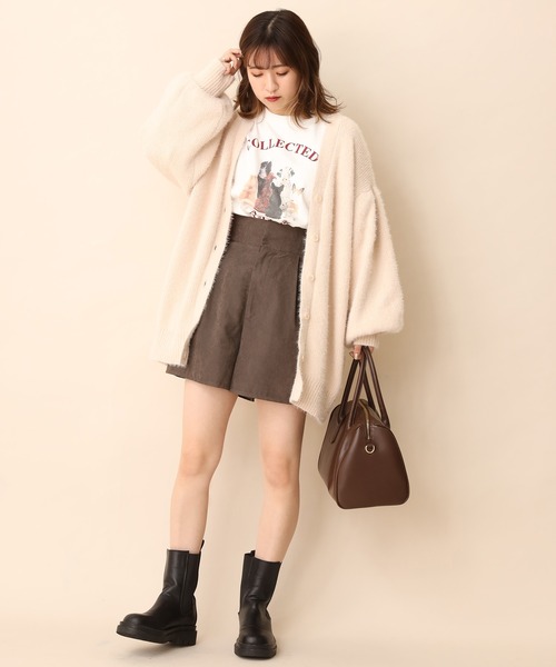 one after another NICE CLAUP(ワンアフターアナザーナイスクラップ)の「フェザービッグシルエットカーディガン(カーディガン/ボレロ・レディース・ベージュ/ピンク/イエロー/アイボリー/ブラウン・FREE)」の8枚目の写真