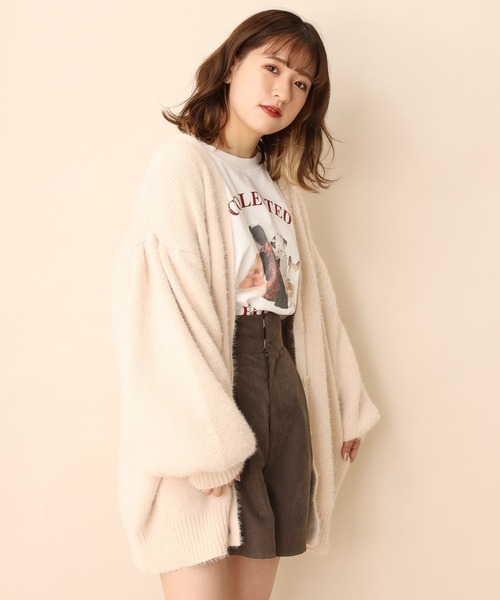 one after another NICE CLAUP(ワンアフターアナザーナイスクラップ)の「フェザービッグシルエットカーディガン(カーディガン/ボレロ・レディース・ベージュ/ピンク/イエロー/アイボリー/ブラウン・FREE)」の10枚目の写真