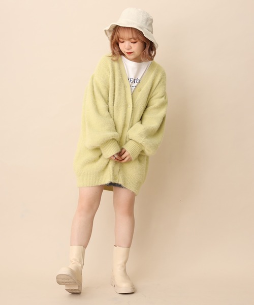 one after another NICE CLAUP(ワンアフターアナザーナイスクラップ)の「フェザービッグシルエットカーディガン(カーディガン/ボレロ・レディース・ベージュ/ピンク/イエロー/アイボリー/ブラウン・FREE)」の16枚目の写真