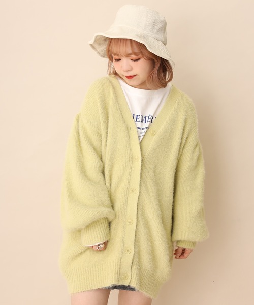 one after another NICE CLAUP(ワンアフターアナザーナイスクラップ)の「フェザービッグシルエットカーディガン(カーディガン/ボレロ・レディース・ベージュ/ピンク/イエロー/アイボリー/ブラウン・FREE)」の18枚目の写真