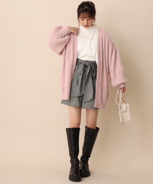 one after another NICE CLAUP(ワンアフターアナザーナイスクラップ)の「フェザービッグシルエットカーディガン(カーディガン/ボレロ・レディース・ベージュ/ピンク/イエロー/アイボリー/ブラウン・FREE)」の12枚目の写真