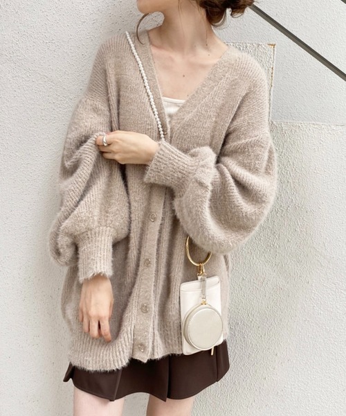 one after another NICE CLAUP(ワンアフターアナザーナイスクラップ)の「フェザービッグシルエットカーディガン(カーディガン/ボレロ・レディース・ベージュ/ピンク/イエロー/アイボリー/ブラウン・FREE)」の22枚目の写真