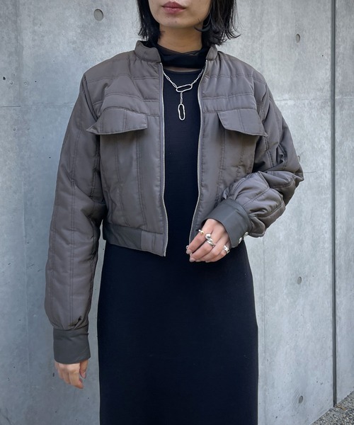 &g'aime（アンジェム）の「【&g’aime】キルティングショートブルゾン（ブルゾン・レディース・チャコールグレー/アイボリー/グレイッシュベージュ・FREE）」の15枚目の写真