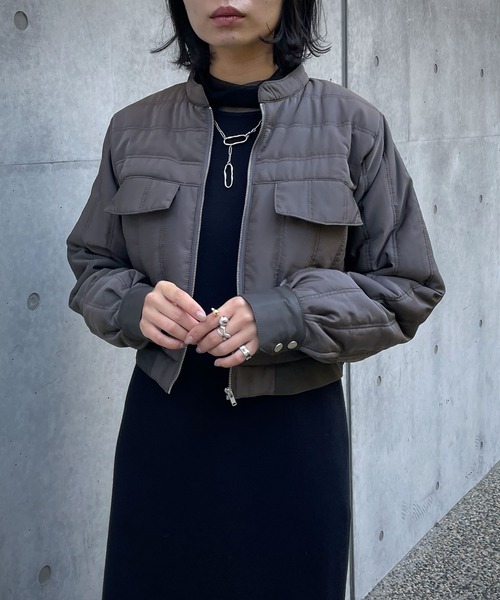 &g'aime（アンジェム）の「【&g’aime】キルティングショートブルゾン（ブルゾン・レディース・チャコールグレー/アイボリー/グレイッシュベージュ・FREE）」の16枚目の写真