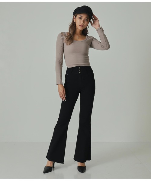 ANAP（アナップ）の「クロップドタイトロンT（Tシャツ/カットソー・レディース・ブラック/オフホワイト/グレイッシュベージュ/ベージュ/グレー/オリーブ・FREE）」の20枚目の写真