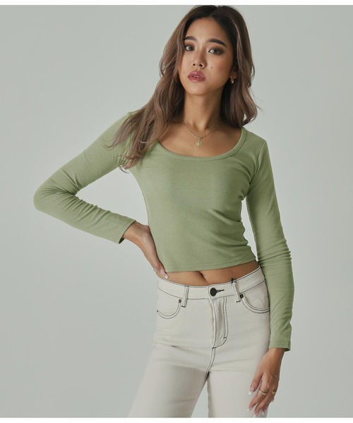 ANAP（アナップ）の「クロップドタイトロンT（Tシャツ/カットソー・レディース・ブラック/オフホワイト/グレイッシュベージュ/ベージュ/グレー/オリーブ・FREE）」の21枚目の写真