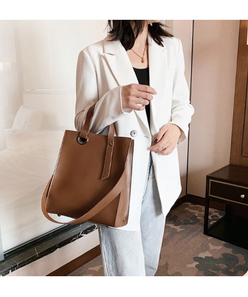 MAISON BREEZE（メゾンブリーズ）の「【MAISON BREEZE】ハイグレードPUスクエアハンドトートバッグ KNF（トートバッグ・レディース・ブラック/ベージュ/ブラウン・FREE）」の11枚目の写真