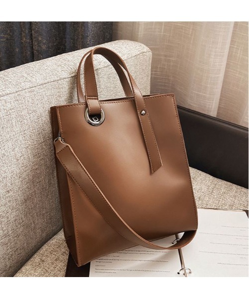 MAISON BREEZE（メゾンブリーズ）の「【MAISON BREEZE】ハイグレードPUスクエアハンドトートバッグ KNF（トートバッグ・レディース・ブラック/ベージュ/ブラウン・FREE）」の14枚目の写真