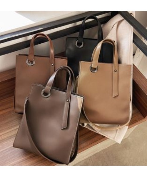 MAISON BREEZE（メゾンブリーズ）の「【MAISON BREEZE】ハイグレードPUスクエアハンドトートバッグ KNF（トートバッグ・レディース・ブラック/ベージュ/ブラウン・FREE）」の19枚目の写真