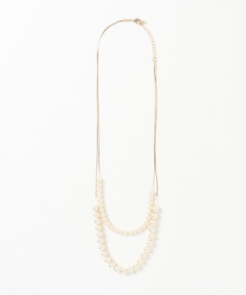 Cupid Heart（キューピッドハート）の「【Cupid Heart】結婚式用ネックレス　パール2連ゴールドチェーンロングネックレス（ネックレス・レディース・ベージュ・MEDIUM）」の8枚目の写真