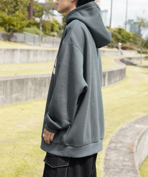 PairPair（ペアペア）の「裏起毛カレッジロゴフーディー(ユニセックス)（パーカー・レディース・グレイッシュブルー/スミクロ/オートミール・FREE）」の18枚目の写真